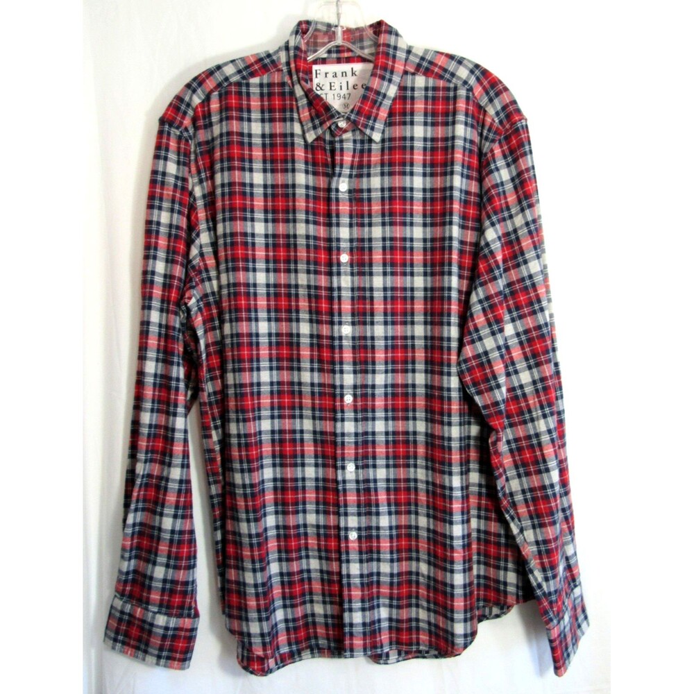 Frank & Eileen Finbar Red Plaid Flannel Long Sleeve Button Down Shirt M NWOT